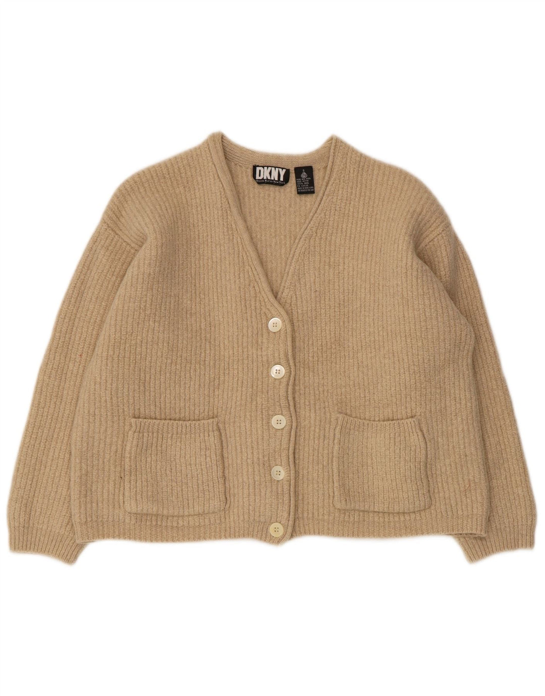 Damski sweter oversize Dkny UK 10 Small Beżowa wełna