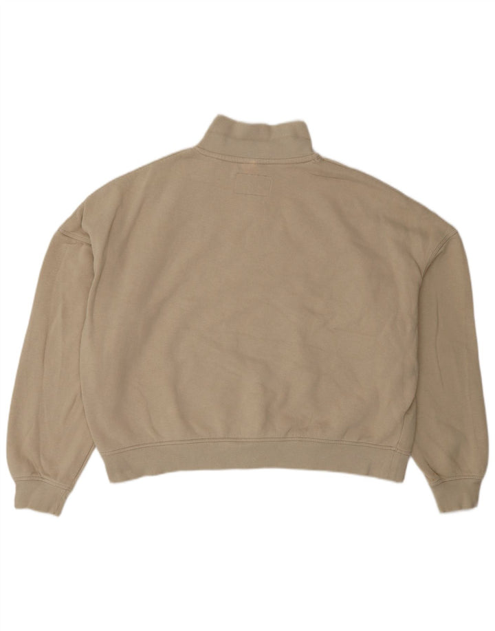 JACK WILLS Damski sweter oversize z zamkiem błyskawicznym, UK 14, duży, beżowy