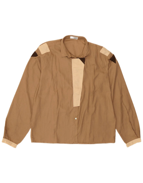 Koszula damska NORTONS UK 16, duża, brązowa, bawełniana w bloki kolorów