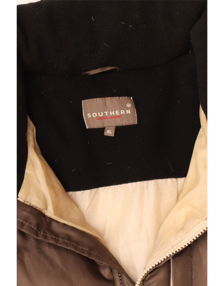 Męska ocieplana kurtka Southern UK 42 XL, brązowy poliester z blokami kolorów
