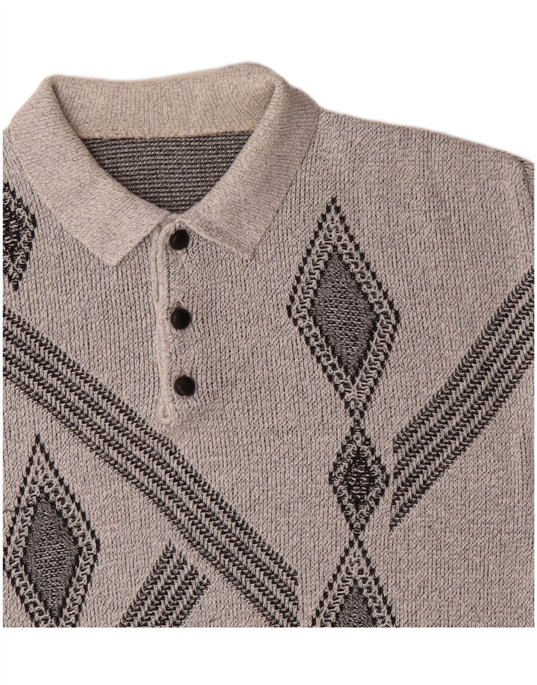 Męski sweter z golfem w stylu vintage, średnioszary, geometryczny
