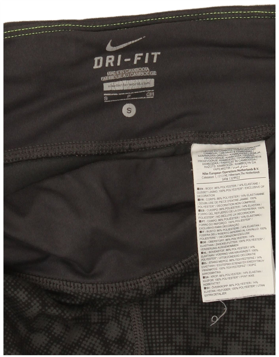 Damskie legginsy Nike Dri Fit Capri UK 8, mały, czarny, geometryczny poliester
