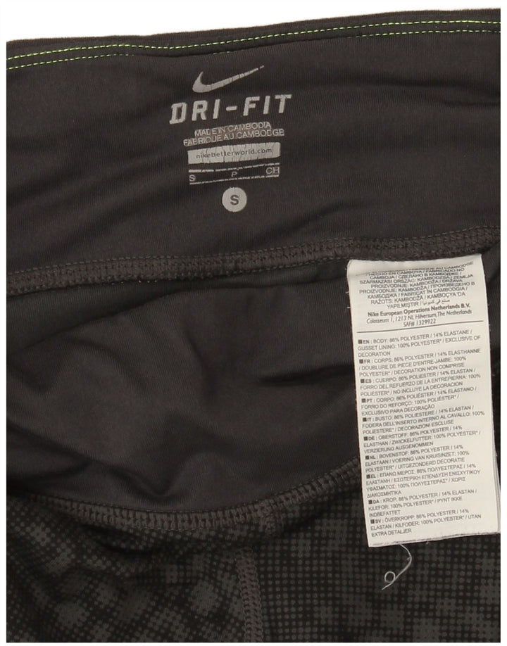 Damskie legginsy Nike Dri Fit Capri UK 8, mały, czarny, geometryczny poliester