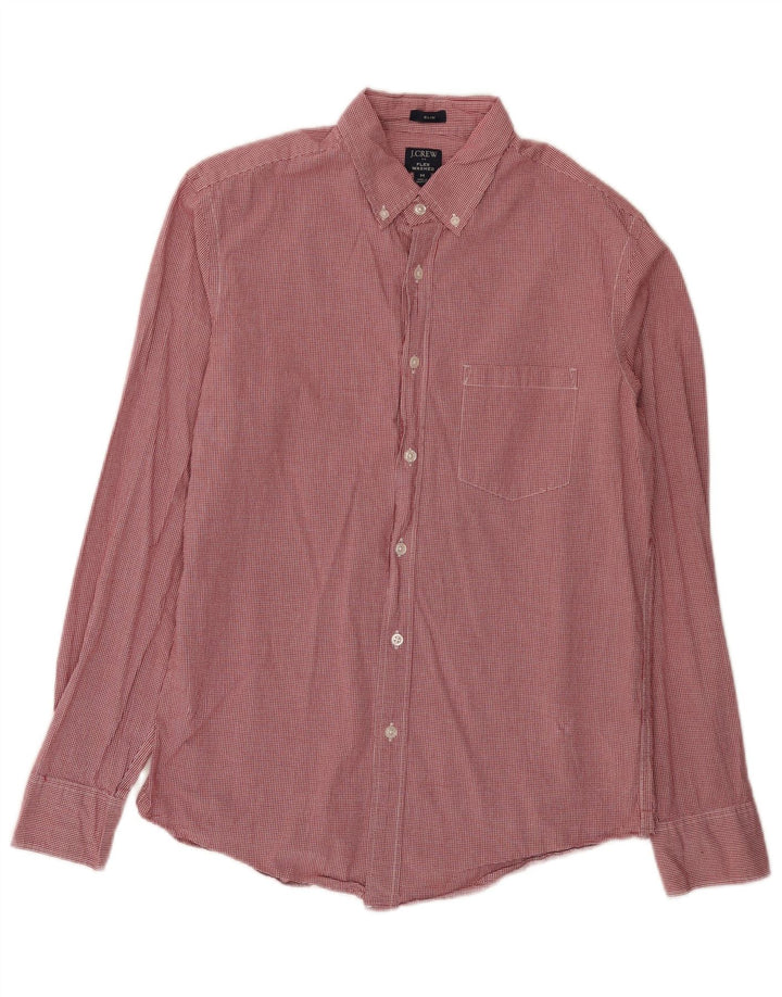 Koszula męska J. Crew Flex Washed, wąska, bawełniana w czerwoną kratkę