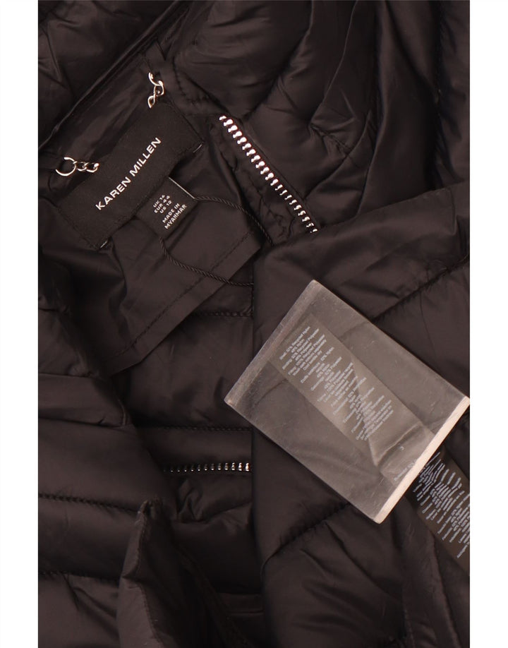 Karen Millen Damski płaszcz ocieplany UK 14, duży, czarny nylon
