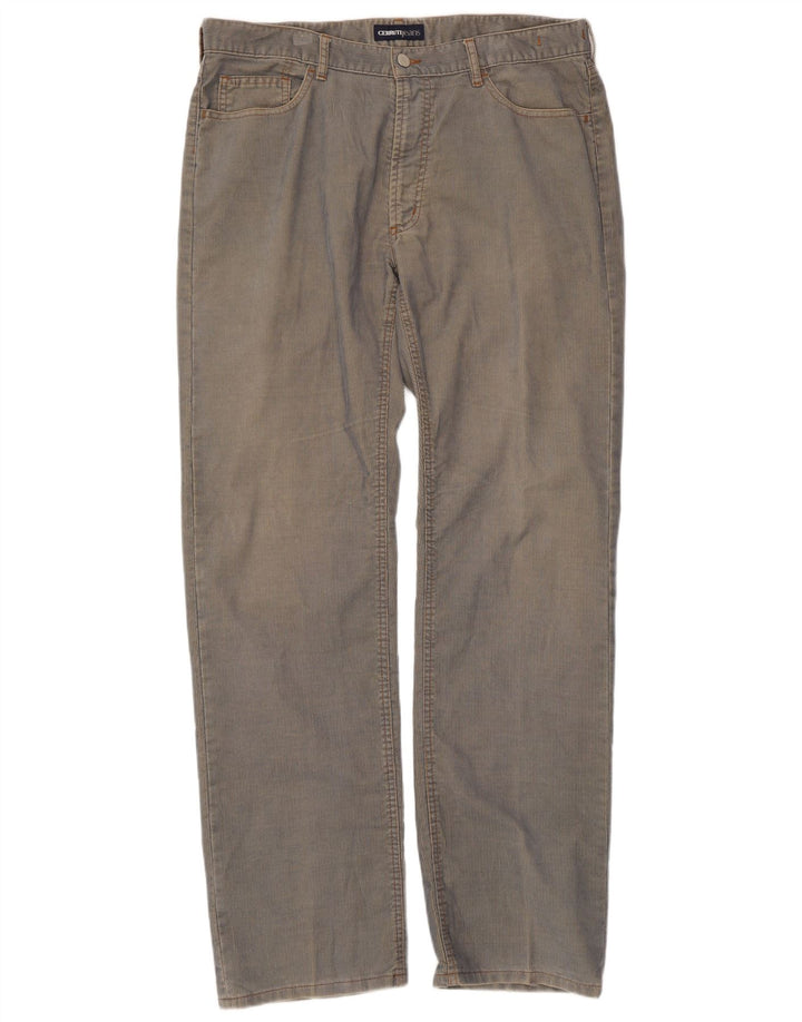 Męskie proste sztruksowe spodnie Cerruti W38 L34 Niebieski poliester