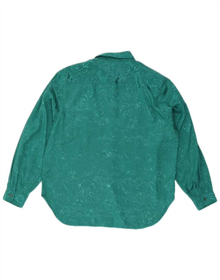 STUDIO DEE Womens Longline Loose Fit Shirt UK 12 Medium Green Floral
