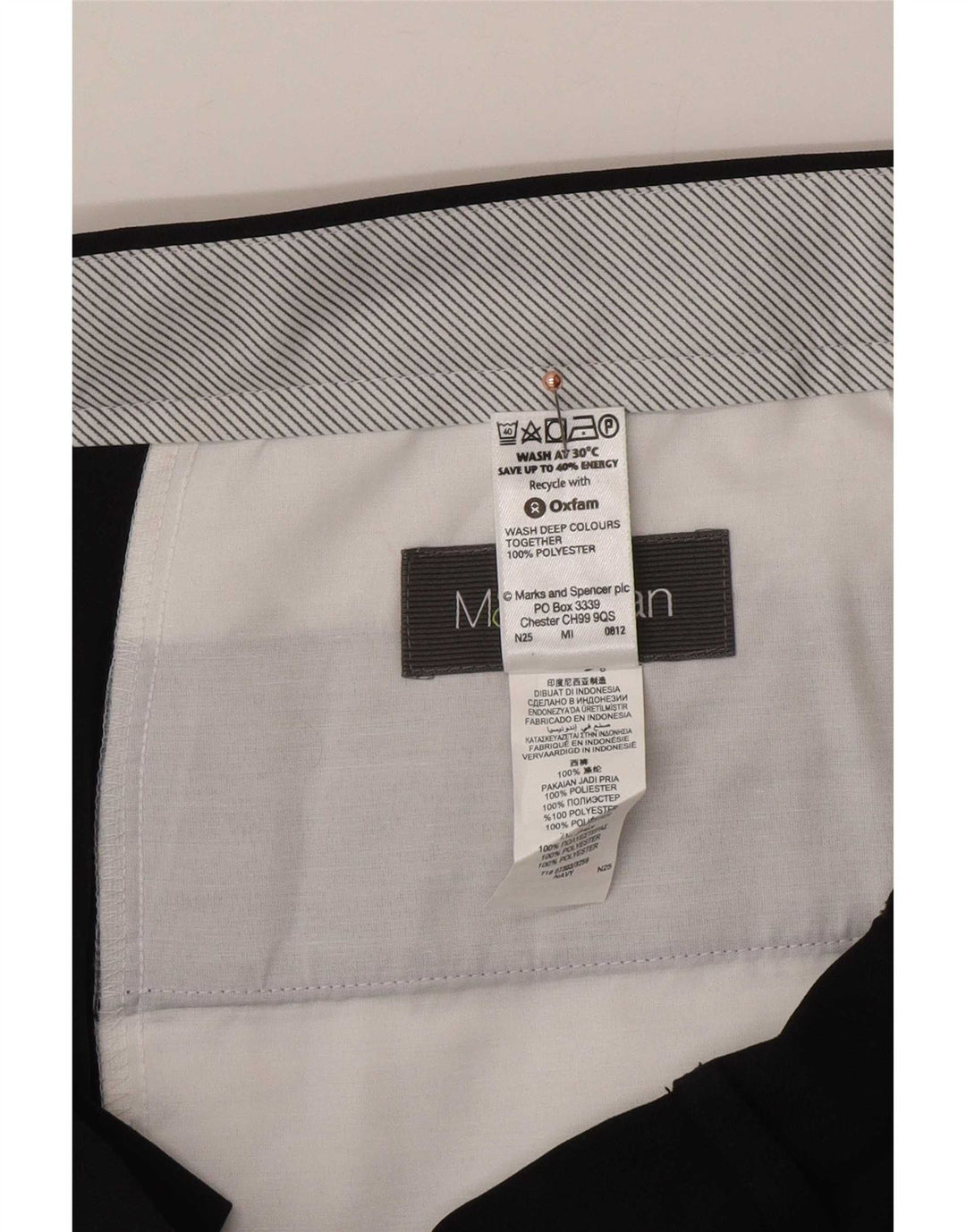 Marks & Spencer Męskie proste spodnie codzienne W36 L31 Granatowy poliester
