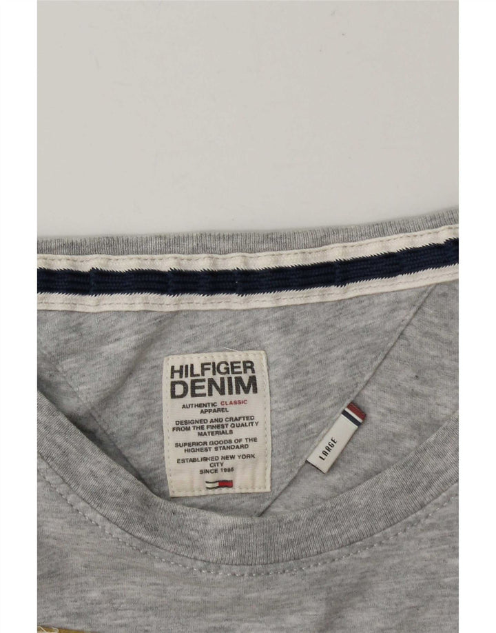 Męski T-shirt z grafiką Tommy Hilfiger, duży, szary