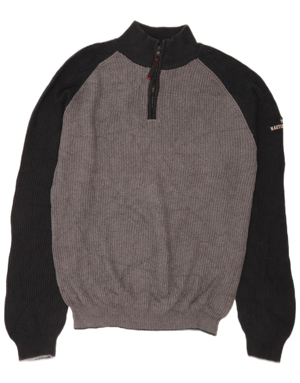 Męski sweter Nautica z zamkiem błyskawicznym 2XL, szara, bawełniana w bloki kolorów