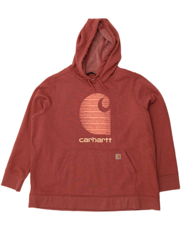 CARHARTT Womens Graphic Hoodie Jumper UK 22 3XL Red Cotton