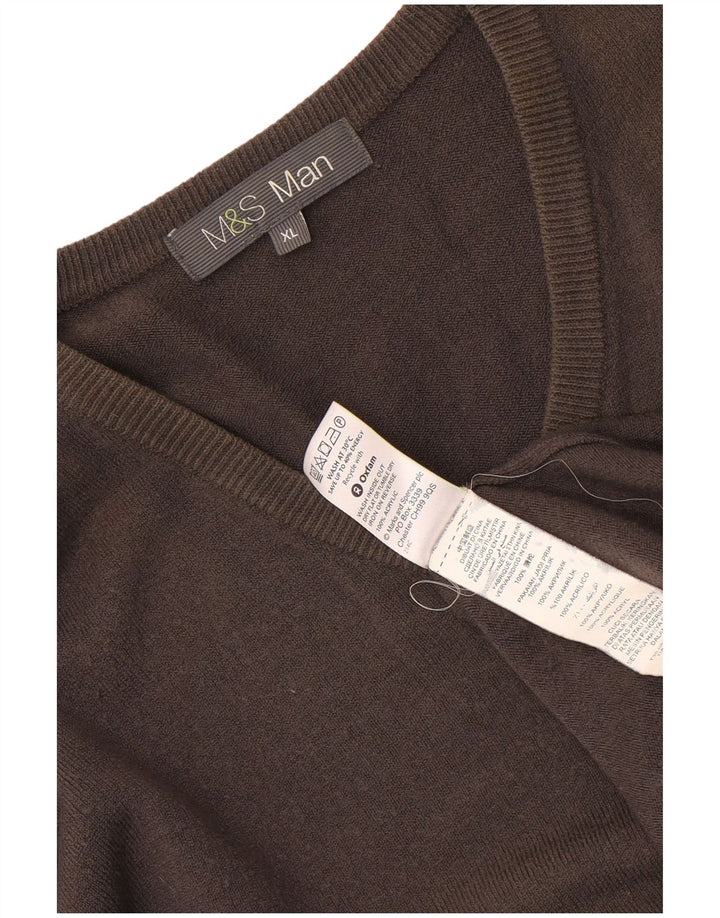 MARKS & SPENCER Męski sweter z dekoltem w kształcie litery V XL, szary akryl