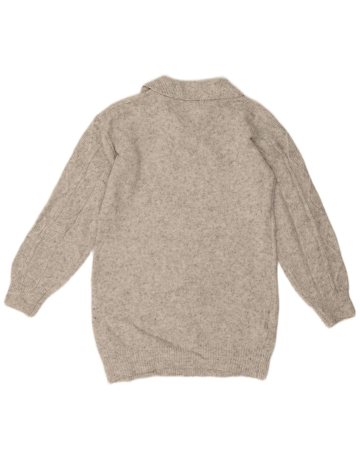Marks & Spencer Męski sweter z golfem, mały, szary, nakrapiany akryl