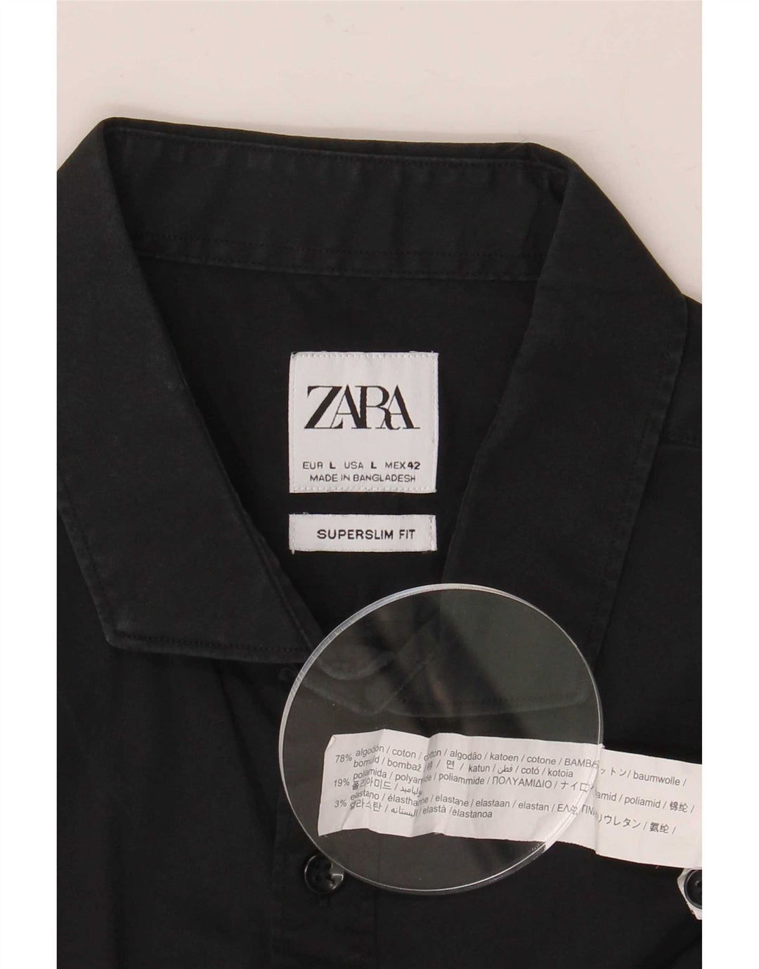 Męska koszula Super Slim Fit Zara, duża, czarna, bawełniana
