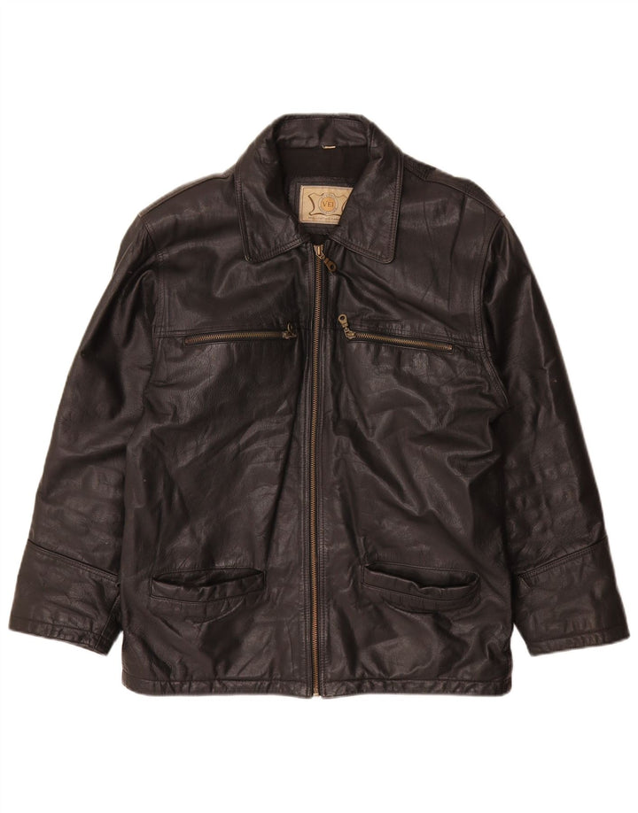 Vintage męska kurtka skórzana UK 38 średniej czarnej skóry