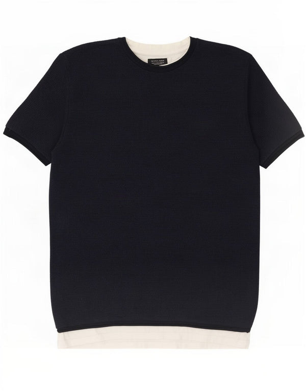 T-shirt męski Zara, duży, granatowy, z blokami kolorów