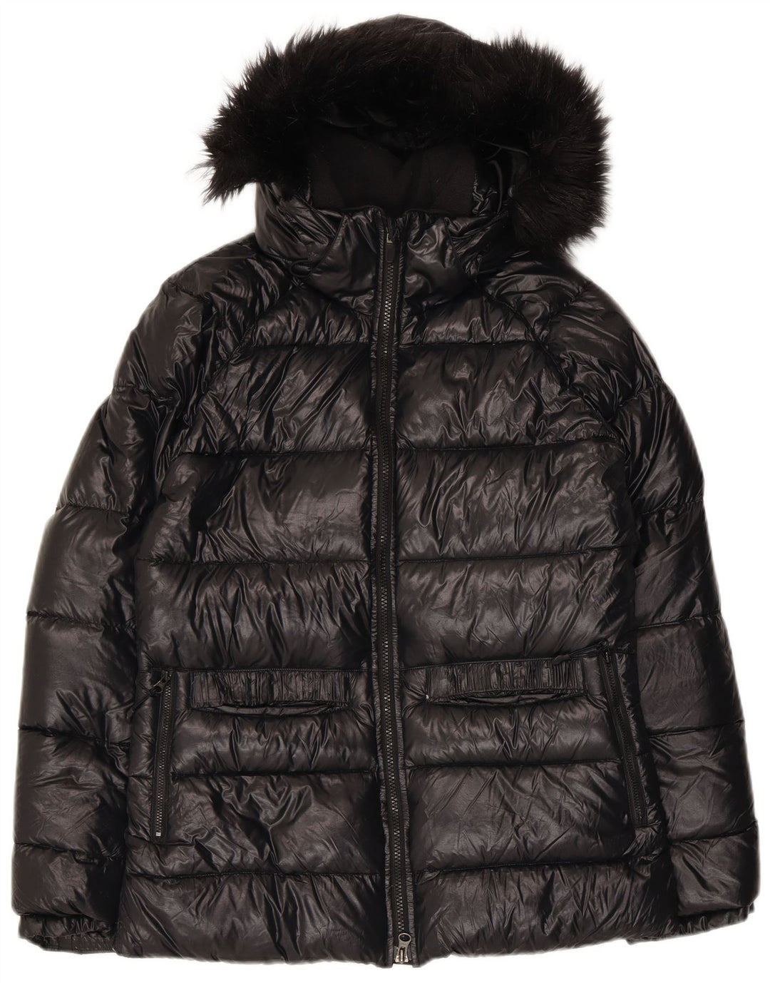 Damska wyściełana kurtka oversize z kapturem NIKE UK 6/8 XS, czarny nylon