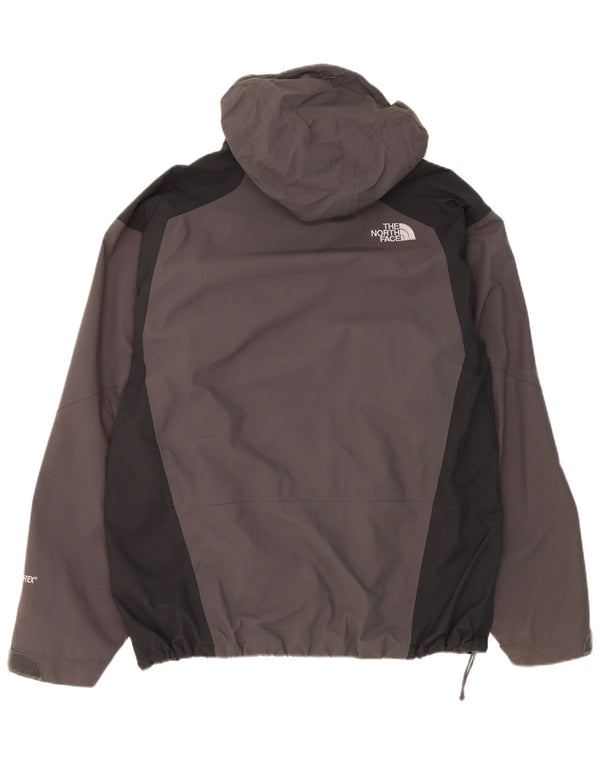 Męska kurtka przeciwdeszczowa z kapturem The North Face UK 40, duży, szary nylon w bloki kolorów