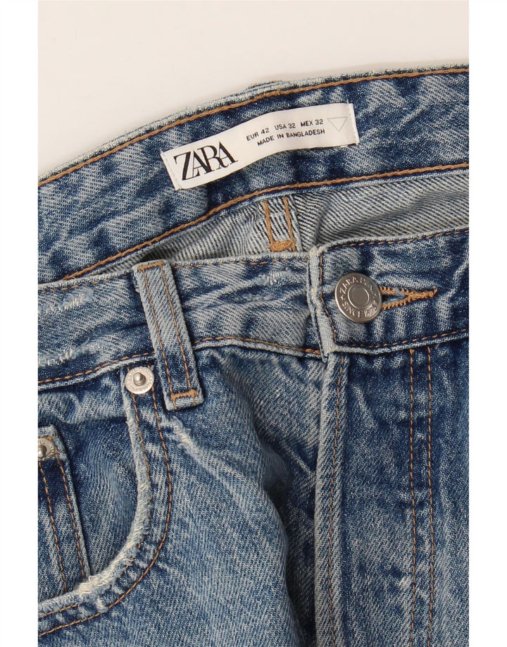 Męskie proste dżinsy Zara EU 42 Large W32 L27 Niebieskie