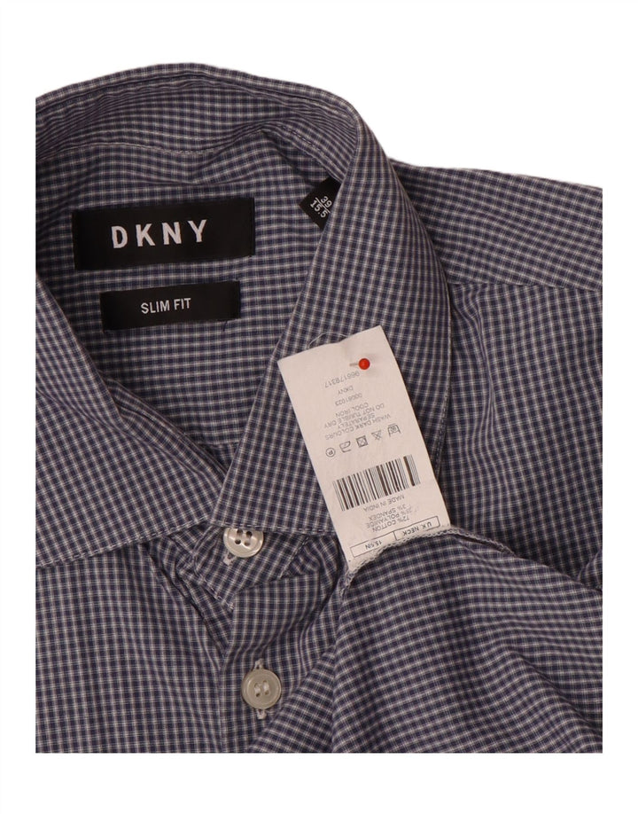 Koszula męska Dkny o dopasowanym kroju, rozmiar 39, 15/5, bawełniana w średnią niebieską kratkę