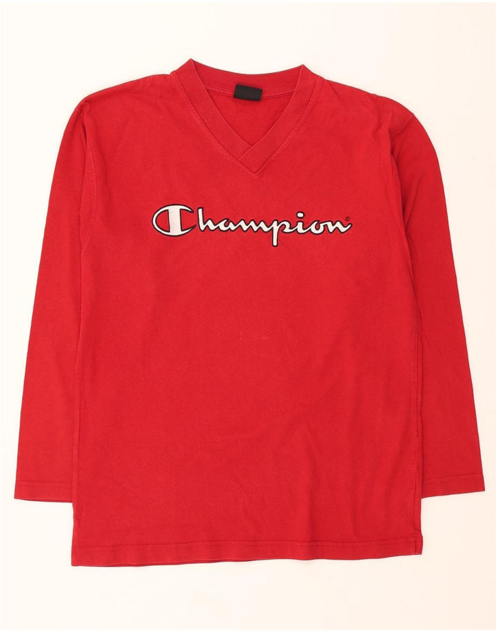 CHAMPION Mens Graphic Top Long Sleeve Medium Red