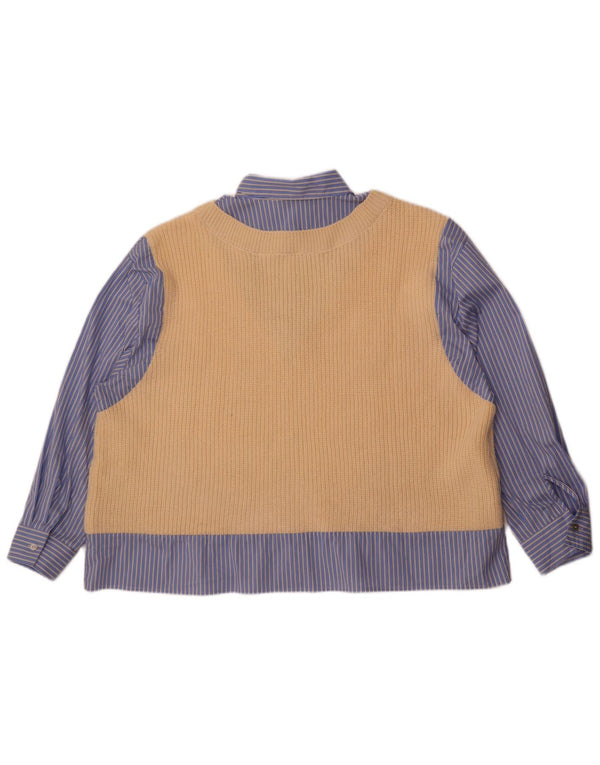 Damska kamizelka oversize Zara z dzianiny UK 6 XS, beżowa, akrylowa w paski, nowoczesna