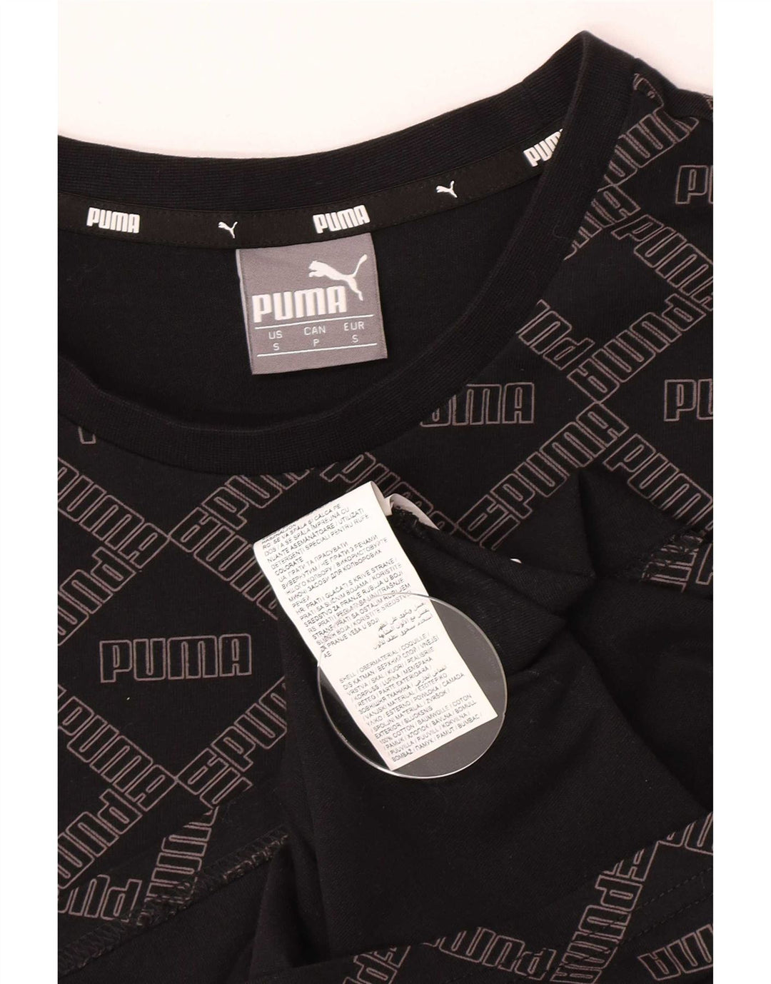 Męski T-shirt z grafiką Puma, mały, czarny, bawełniany