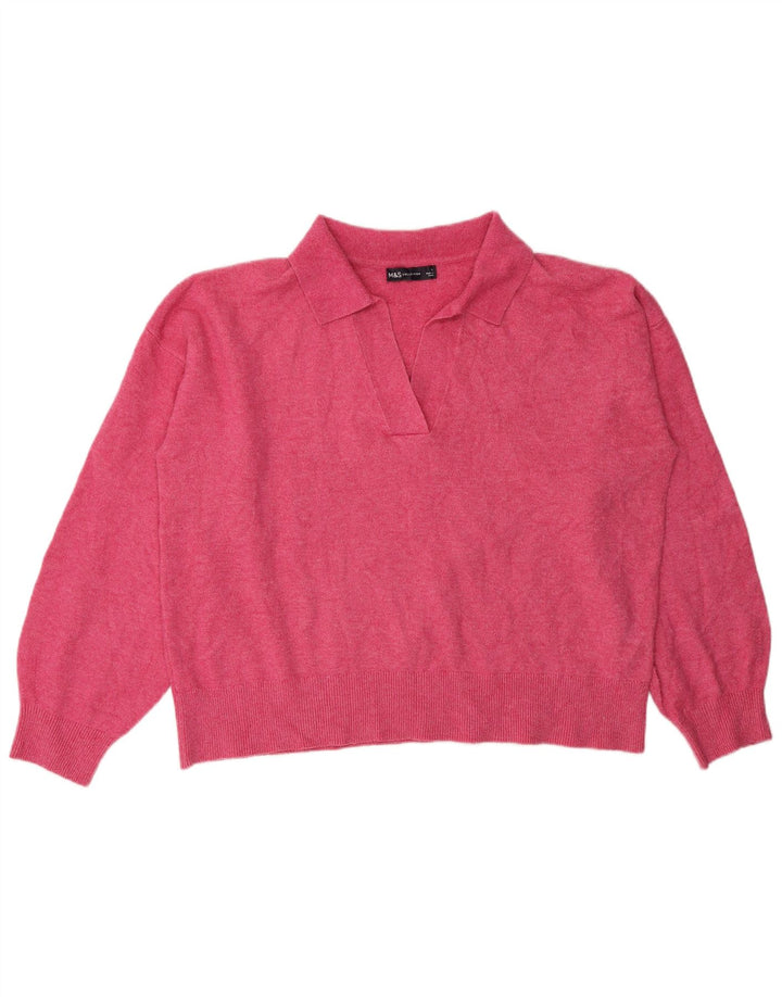 Marks & Spencer Damski sweter polo UK 16, duży, różowy poliester