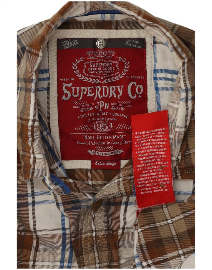 Męska koszula flanelowa Superdry XL, bawełniana, brązowa krata