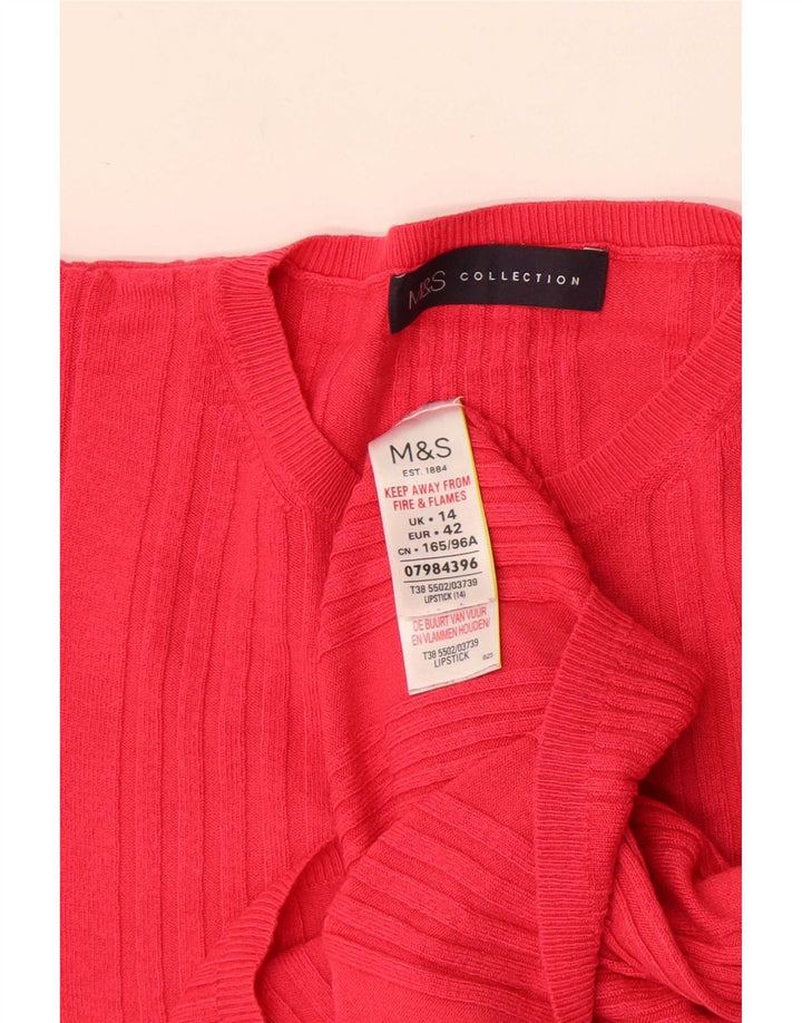 Marks & Spencer Damski sweter z okrągłym dekoltem, UK 14, średni róż