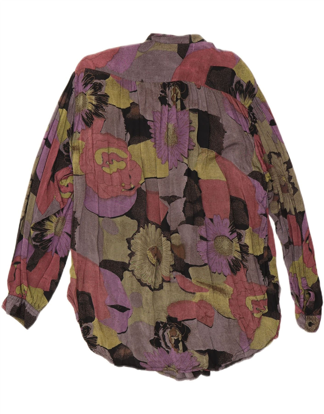 Damska bluzka koszulowa o przedłużonym fasonie VINTAGE EU 36/38 Średnio wielobarwna w kwiaty