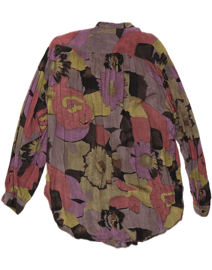 Damska bluzka koszulowa o przedłużonym fasonie VINTAGE EU 36/38 Średnio wielobarwna w kwiaty