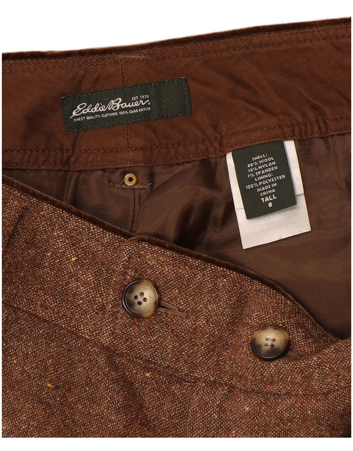 EDDIE BAUER Wysokie spodnie chino damskie US 8 średnie W32 L35 brązowe nakrapiane