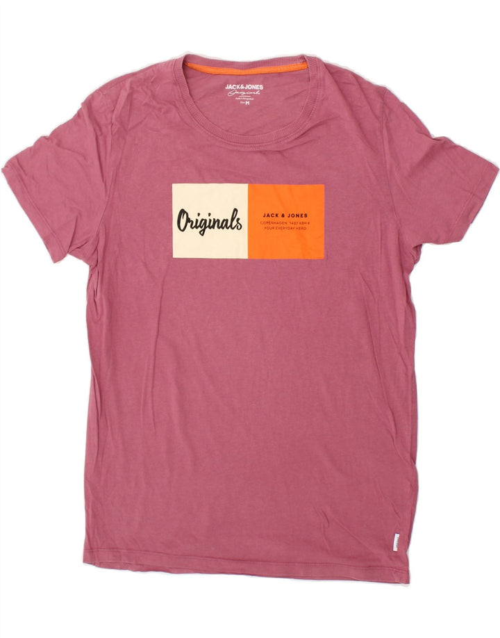 JACK & JONES Mens Graphic T-Shirt Top Medium Pink Cotton Vintage Jack & Jones and Second-Hand Jack & Jones from Messina Hembry 