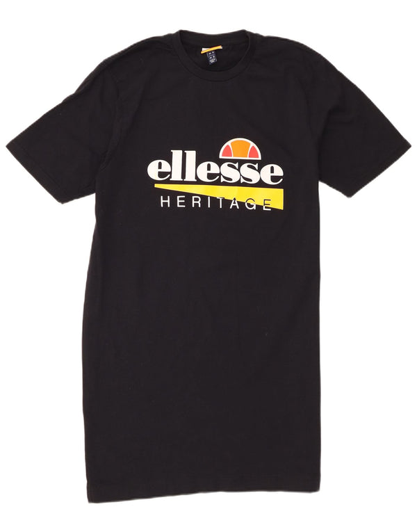 Damska sukienka t-shirtowa Ellesse Heritage z grafiką UK 8, mała czarna