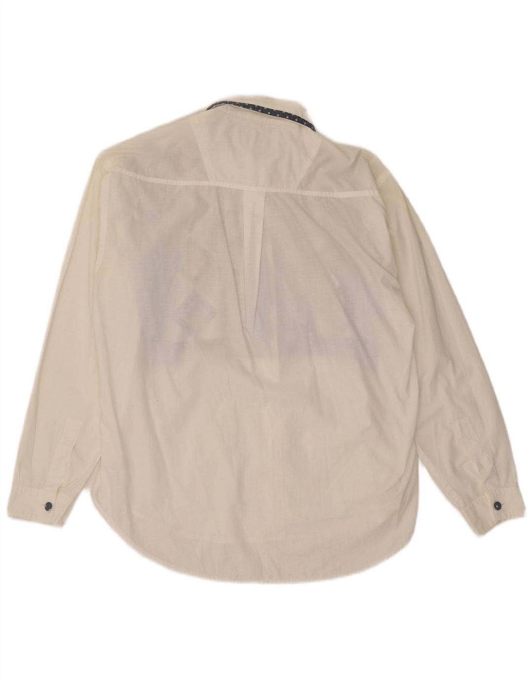 Damska bluzka koszulowa oversize w stylu vintage UK 14 Średnia biała geometryczna bawełna