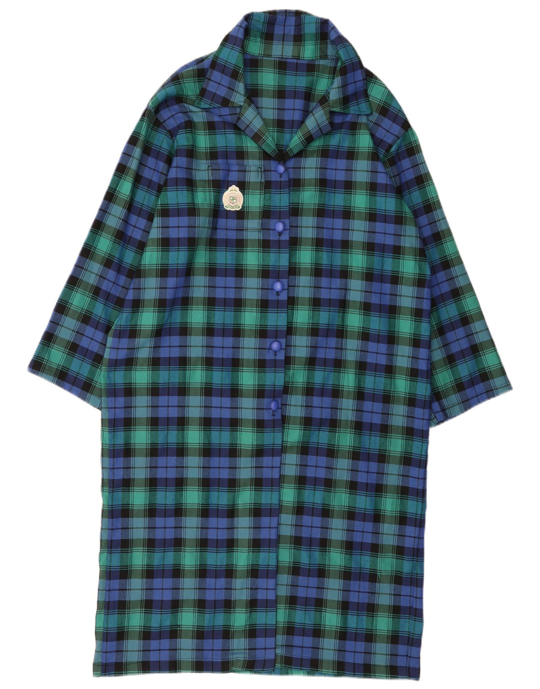 Damska sukienka koszulowa VINTAGE UK 16 w dużą zieloną kratkę