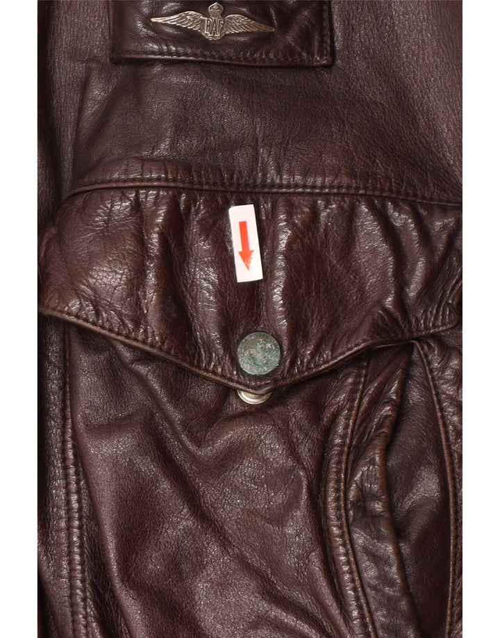 Vintage męska kurtka skórzana UK 40 duża brązowa skóra