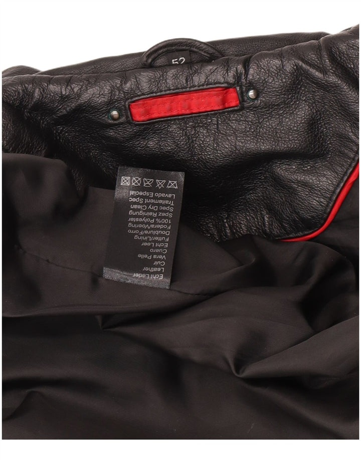 Vintage męska kurtka skórzana IT 52 XL czarna skóra