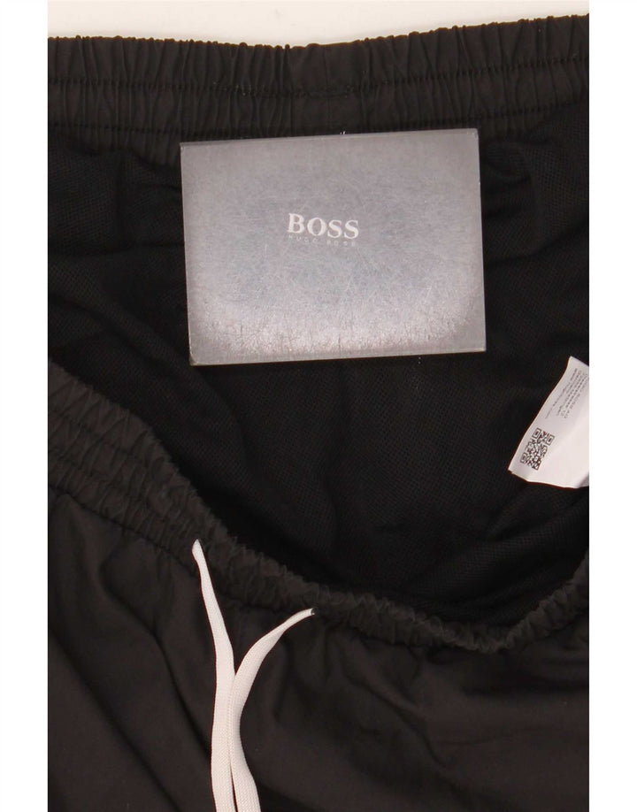 Męskie spodenki kąpielowe Hugo Boss z grafiką, duże, czarne, poliestrowe
