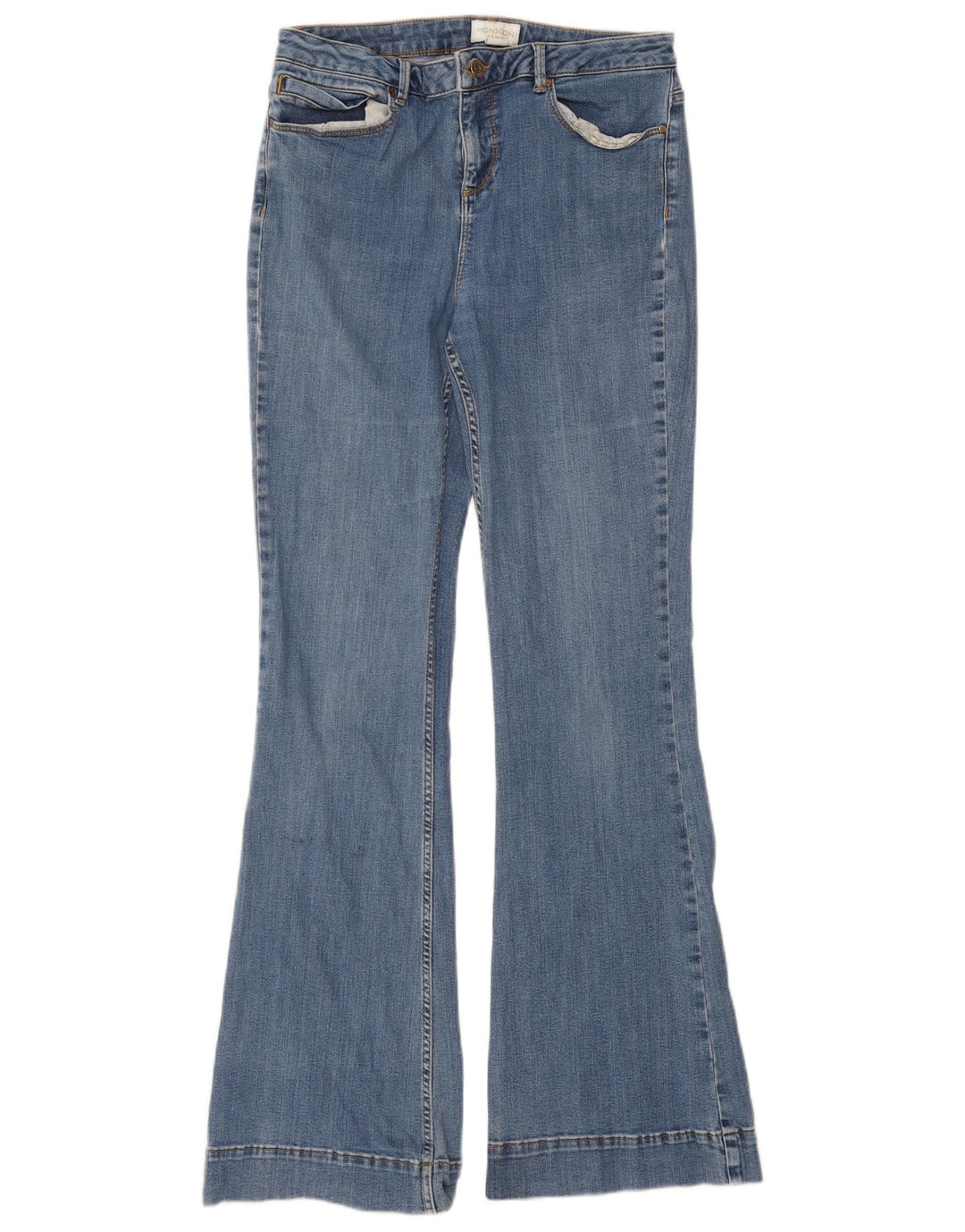 Damskie jeansy rozkloszowane Monsoon UK 12 Medium W30 L31 Niebieskie bawełniane