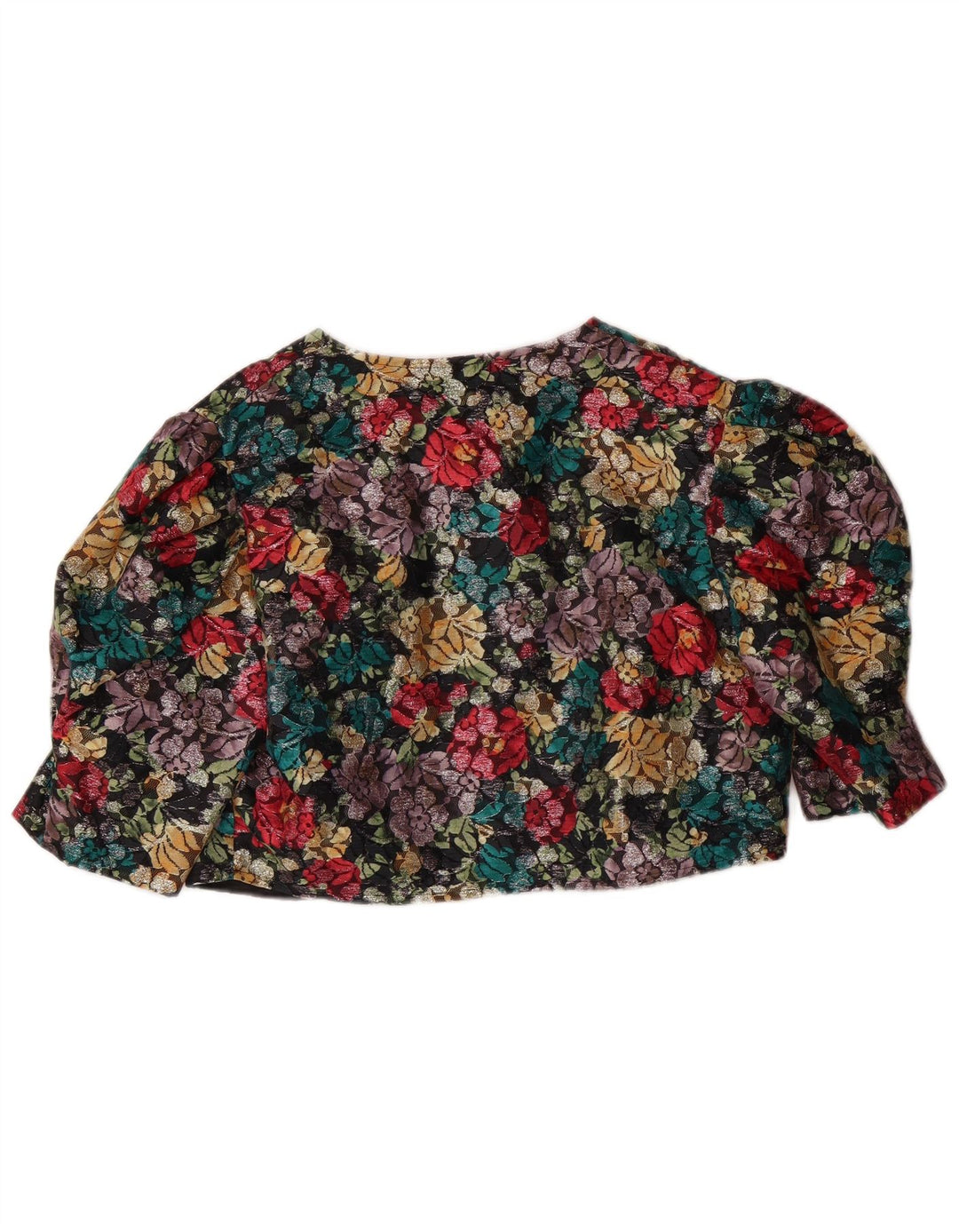 VINTAGE Damska kurtka bolerko z rękawem 3/4 UK 14, średnia, wielobarwna w kwiaty