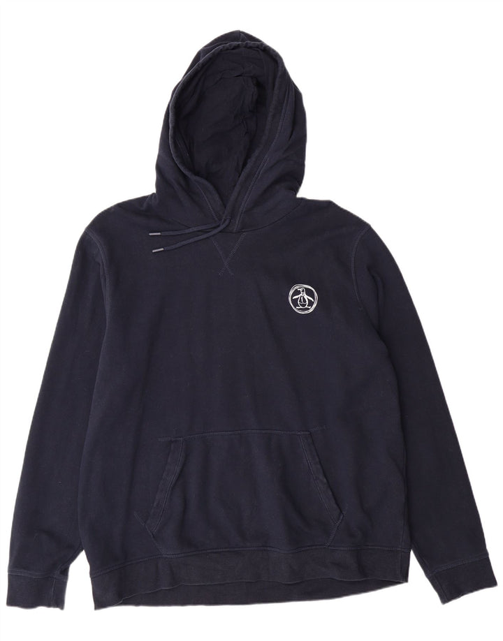 PENGUIN Męski sweter z kapturem XL, granatowy, bawełniany