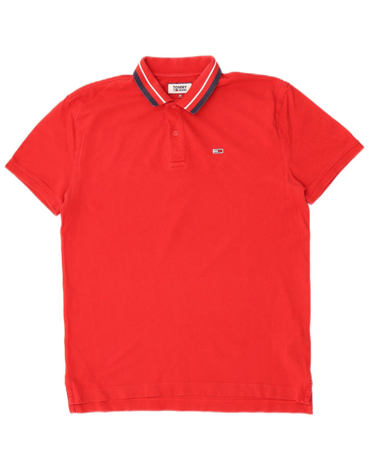 Męska koszulka polo Tommy Hilfiger, bawełniana w średnie czerwone paski