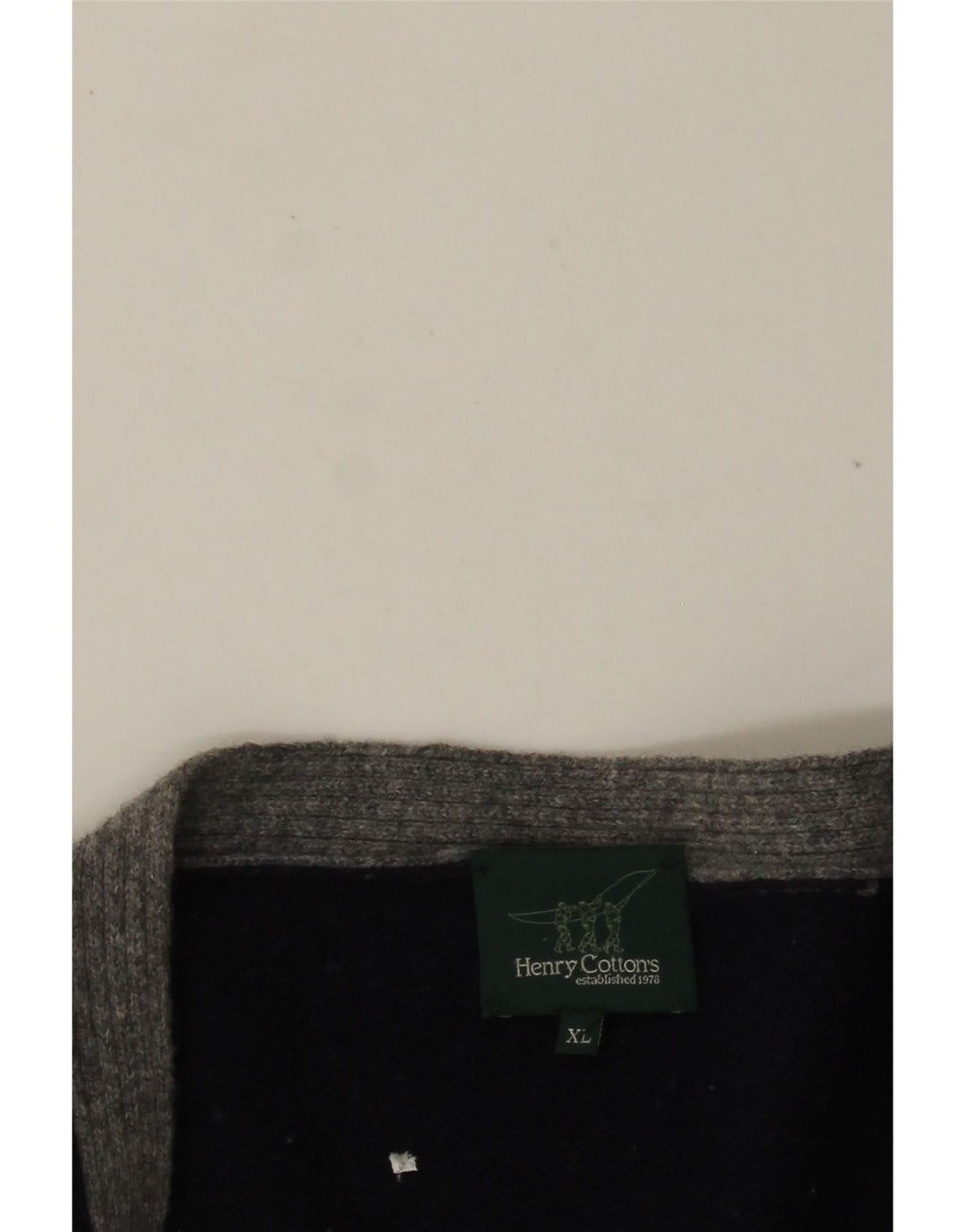 HENRY COTTONS Męski sweter rozpinany XL, granatowy, z blokami kolorów