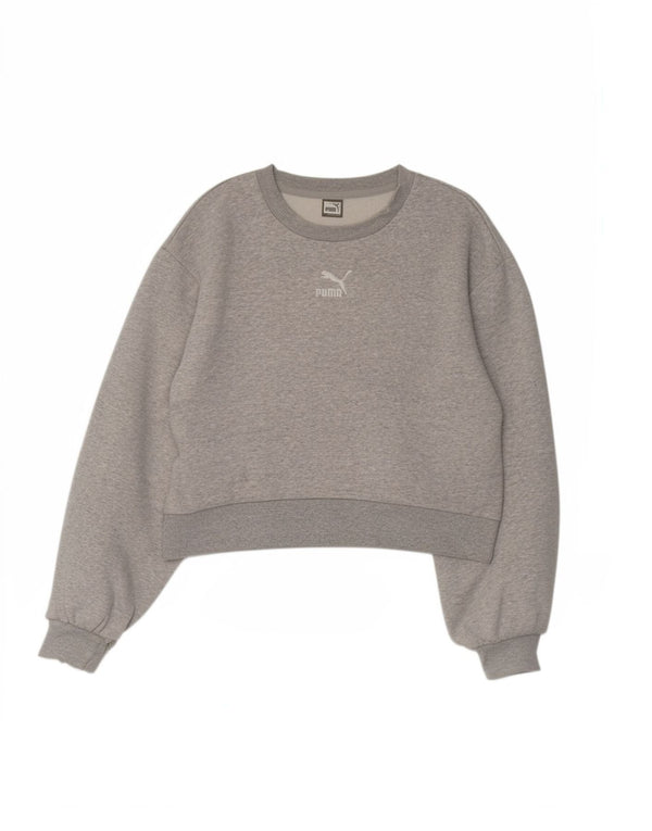 Damska bluza Puma Crop Graphic Jumper UK 10 Small Grey Sports