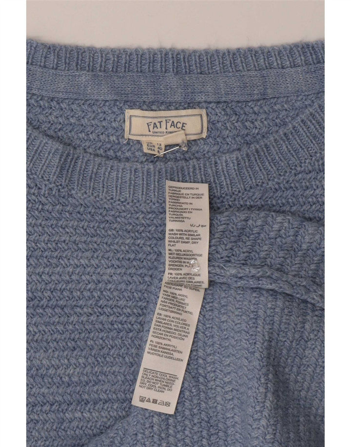 Damski sweter Fat Face z dekoltem w łódkę UK 12 Średni niebieski akryl