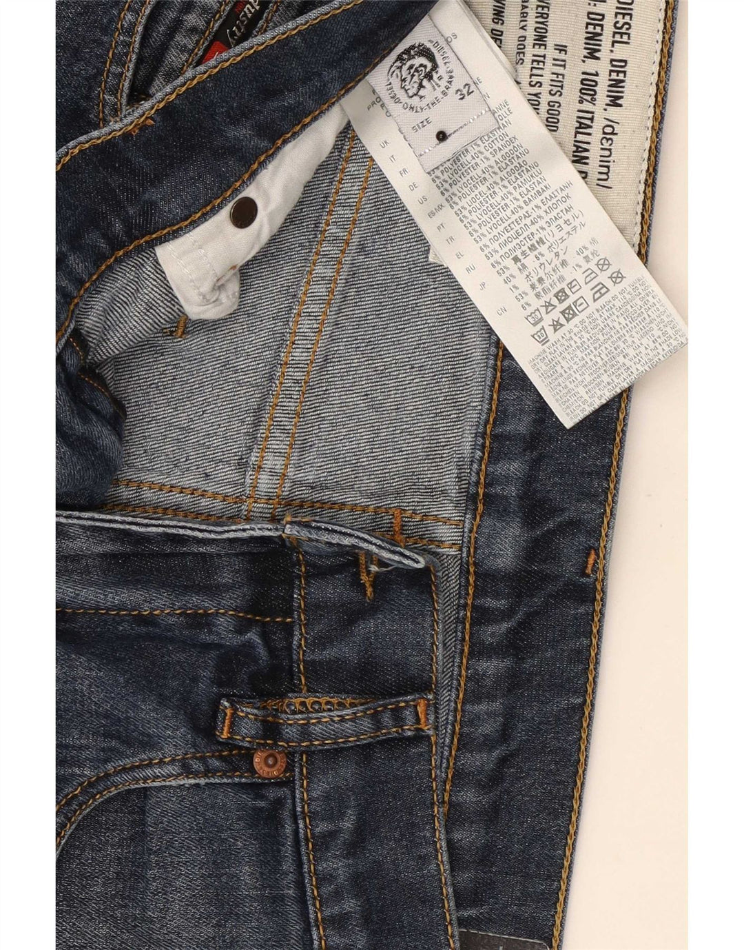 Męskie jeansy Diesel Slim W32 L30 Granatowy Lyocell