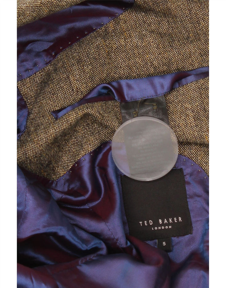 Męska marynarka zapinana na 2 guziki Ted Baker, rozmiar 5 XL, brązowy poliester
