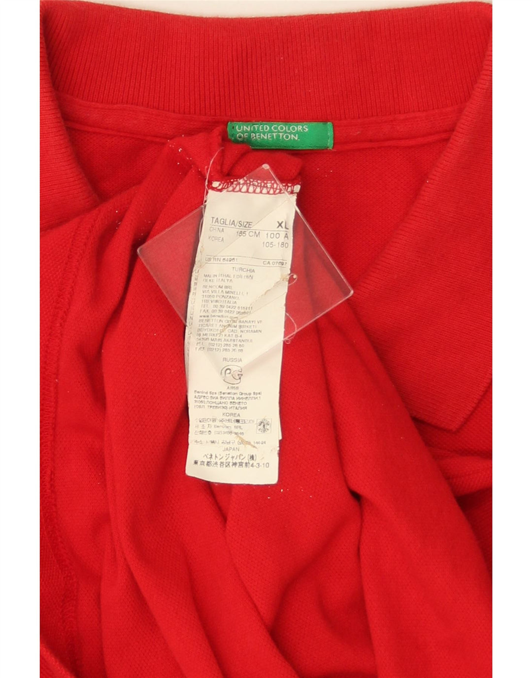 Męska koszulka polo BENETTON XL, czerwona, bawełniana
